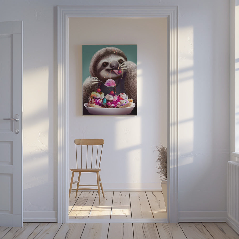 SLOTH ENJOYING ICE CREAM | Canvas