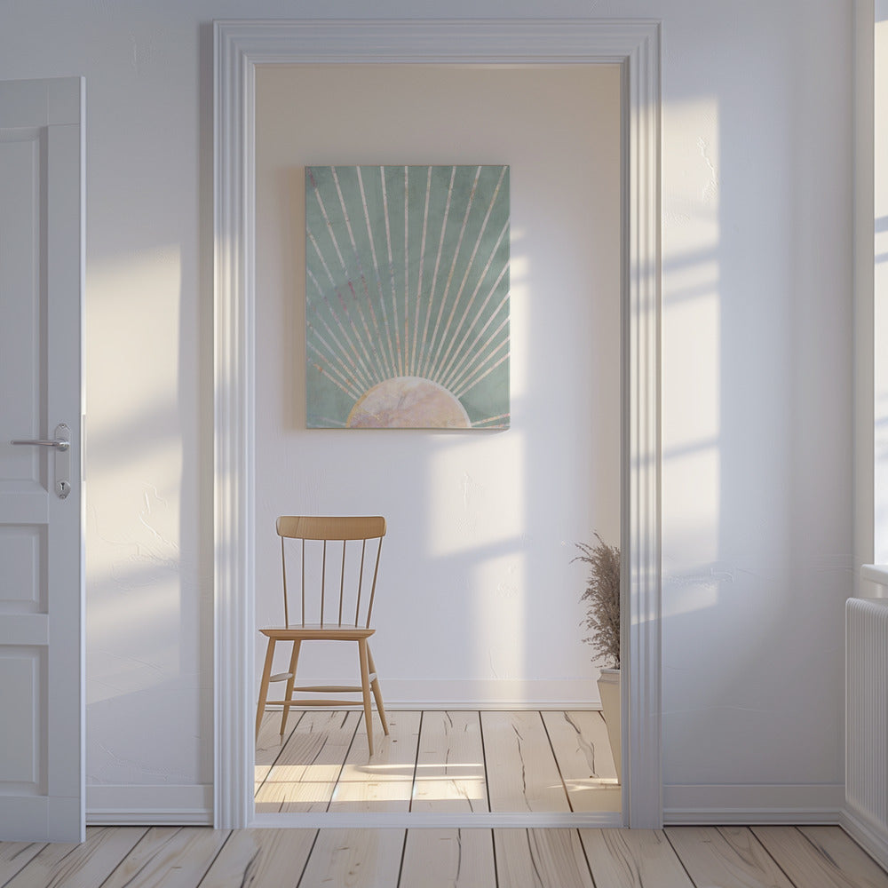Salbeigrüne Boho-Sonne | Leinwand-Bilder