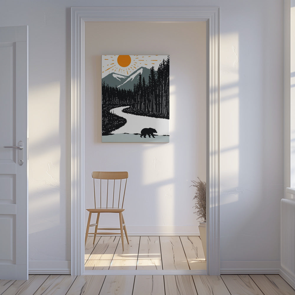 Ours au bord de la rivière | Tableaux sur Toile