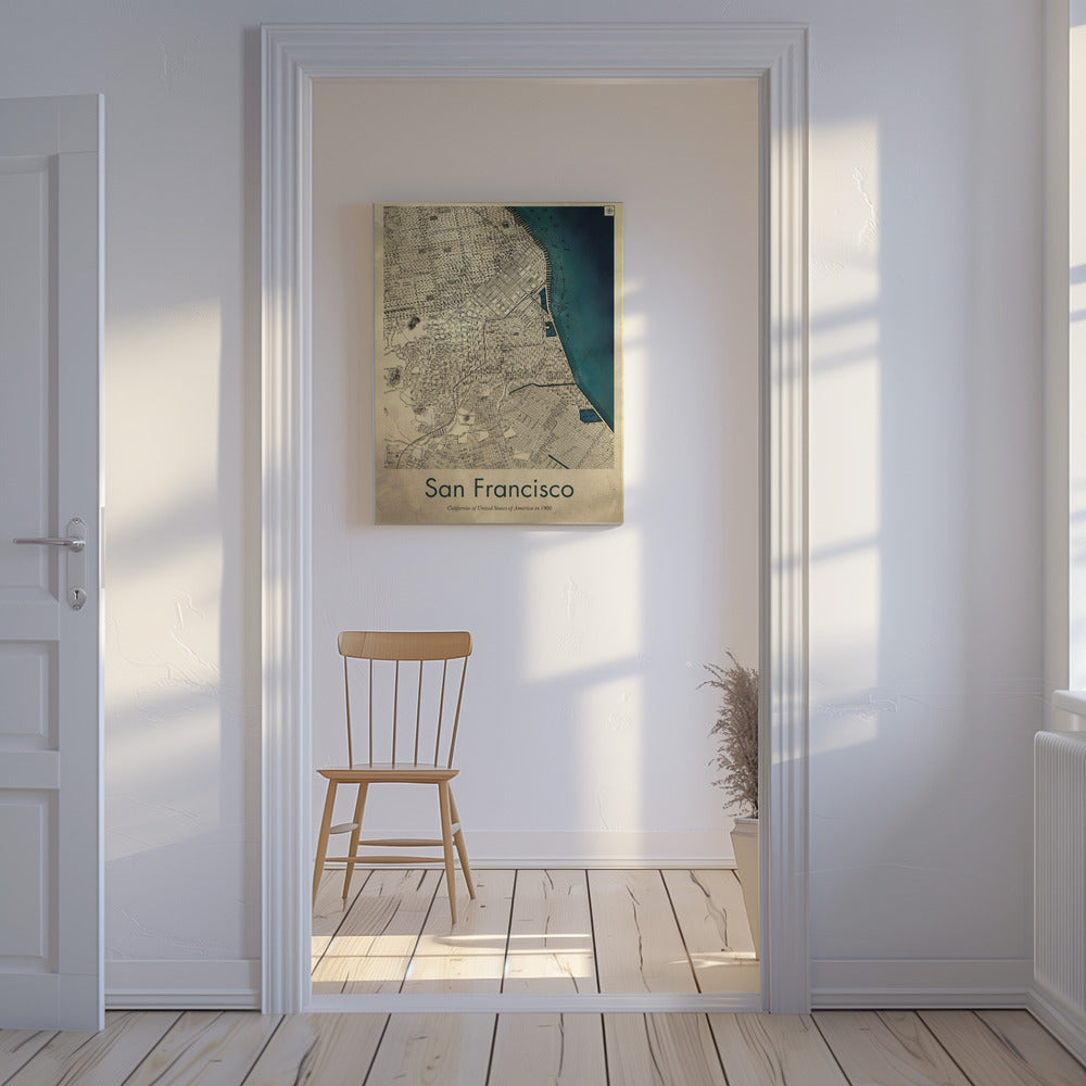 Mappa retrò di San Francisco | Stampe su Tela
