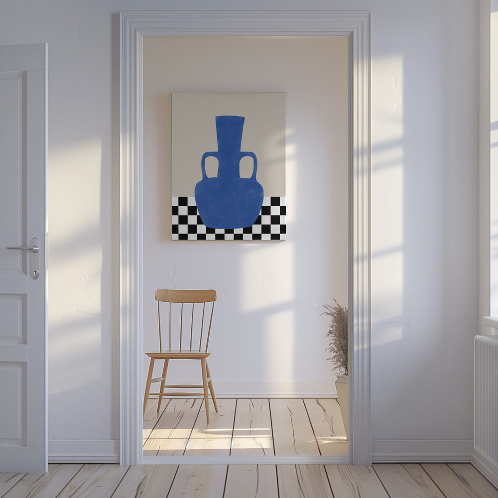 Azurblå vas schackbräde | Canvas