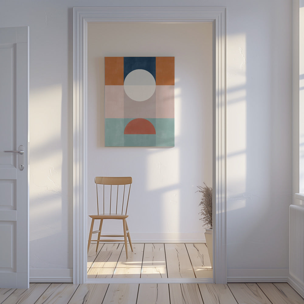 Abstraktes geometrisches Kunstwerk in Erdtönen | Leinwand-Bilder