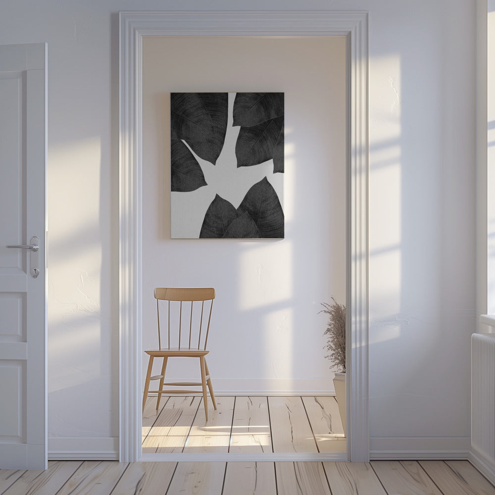 Feuille de bananier Noir et blanc I | Toile