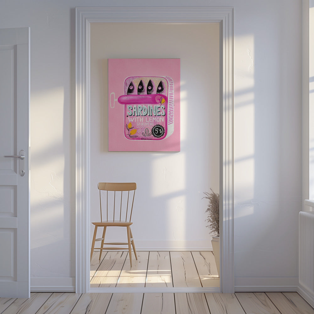 Sardine in scatola rosa | Stampe su Tela