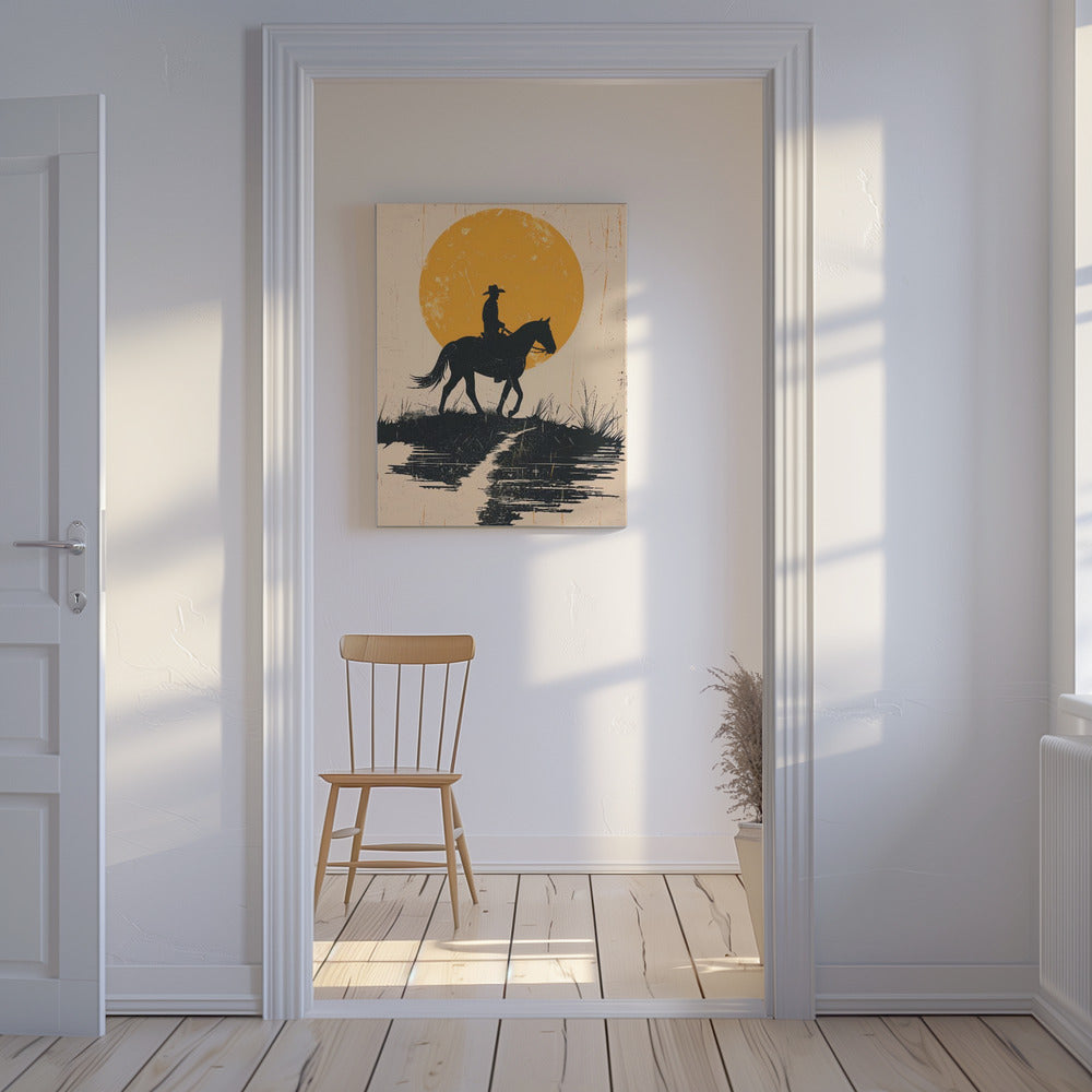 Cowboy au coucher du soleil | Tableaux sur Toile