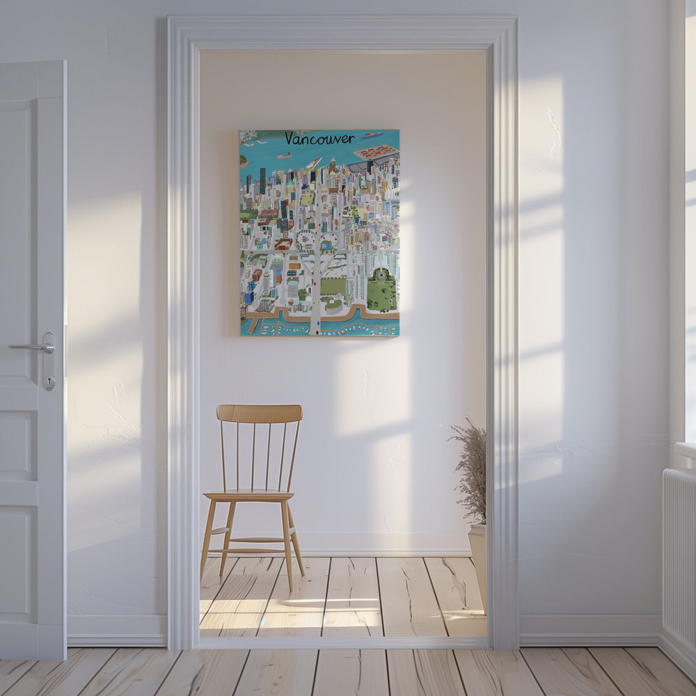 Vista sulla città di Vancouver dell'artista Carla Daly | Stampe su Tela