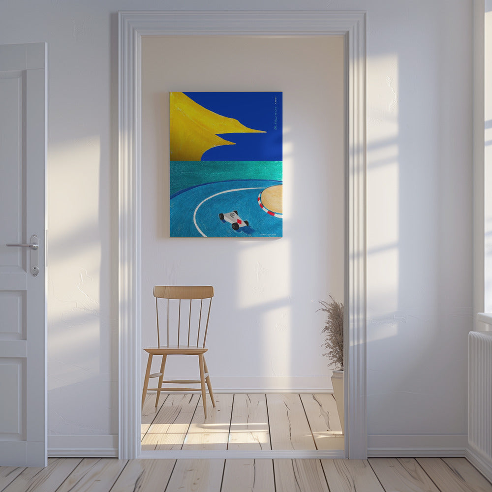Grand Prix de Monaco, voiture de course sur la Côte d'Azur avec vue sur la mer Méditerranée | Tableaux sur Toile