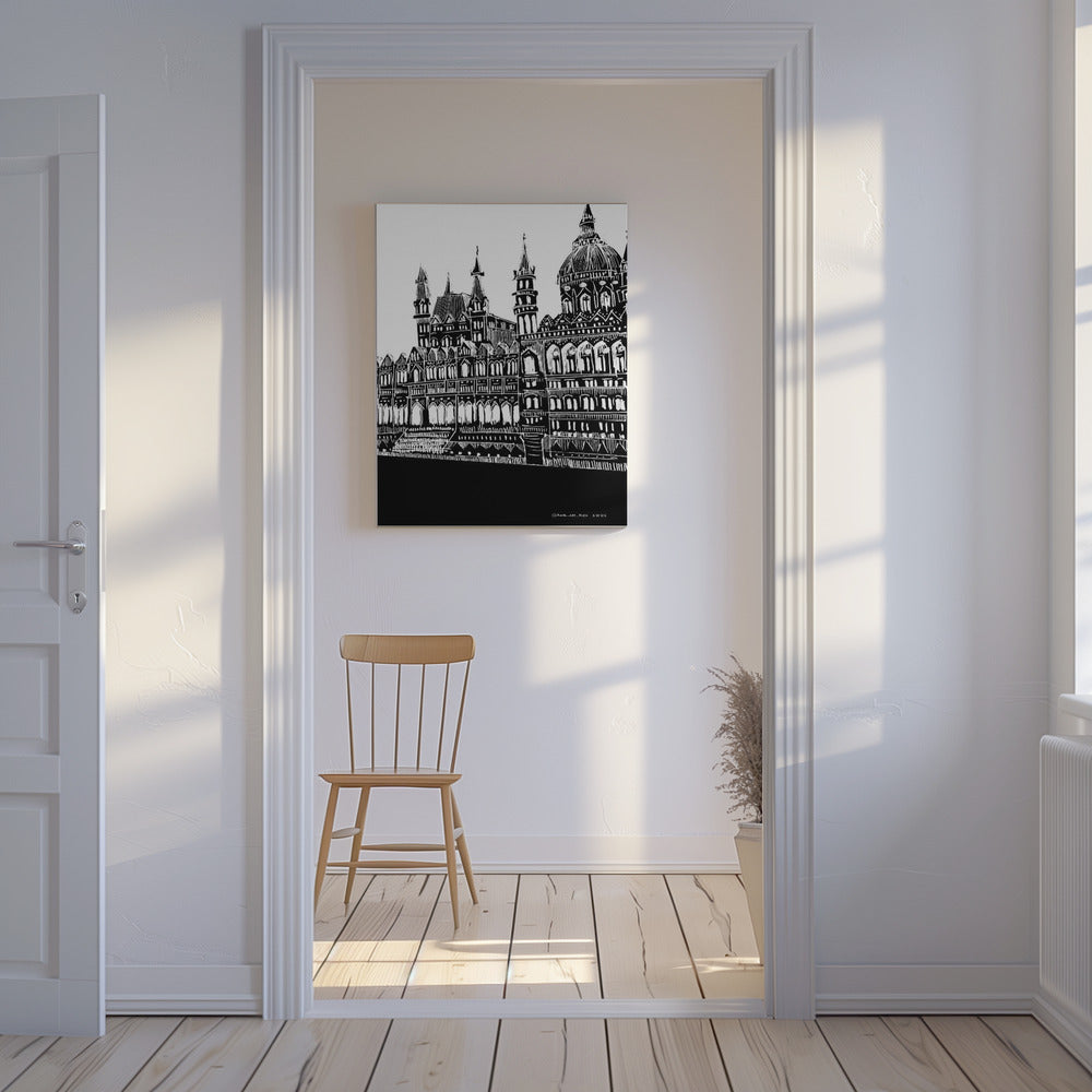 Budapest, Hongrie Art de la ville, dessin d'architecture en noir et blanc | Tableaux sur Toile
