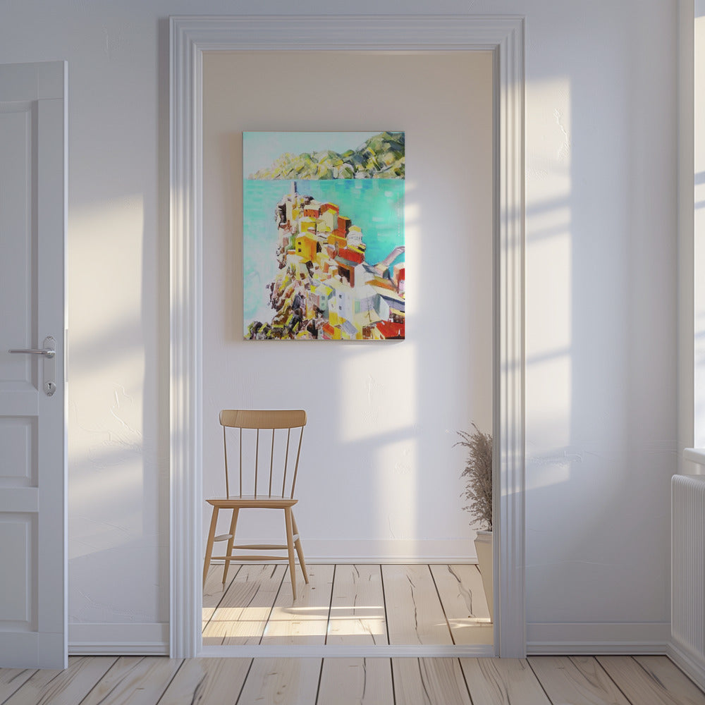 Ville colorée au bord de la mer Méditerranée, Italie Art mural | Tableaux sur Toile