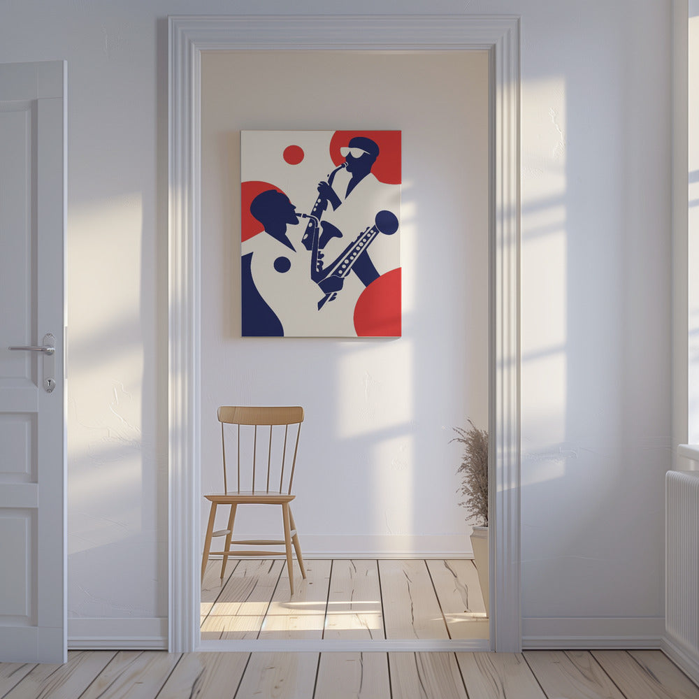 Silhouettes of Musicians Playing Saxophones | Canvas