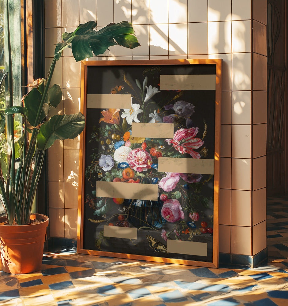 Bouquet of Vintage Oil Painting Flowers, Modern Collage | Poster