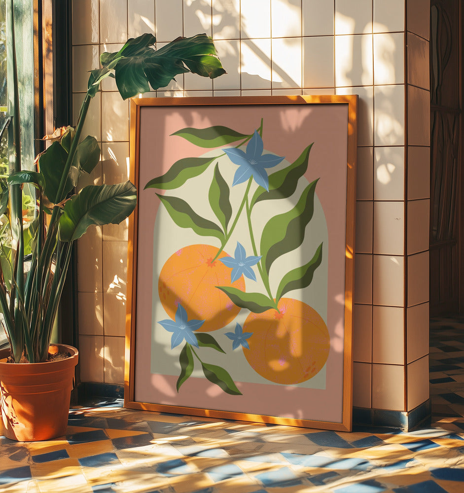 Orange Branch with Flowers | Poster