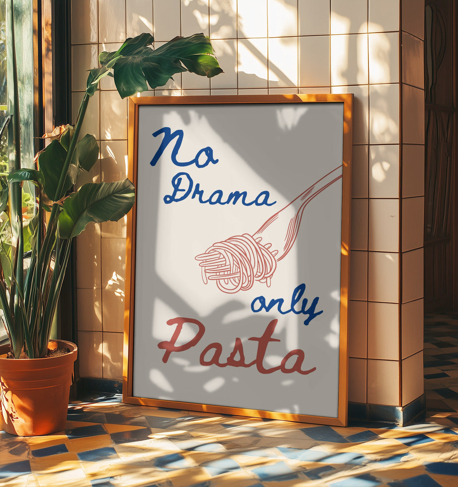 No drama only pasta, Illustration + Text | Poster