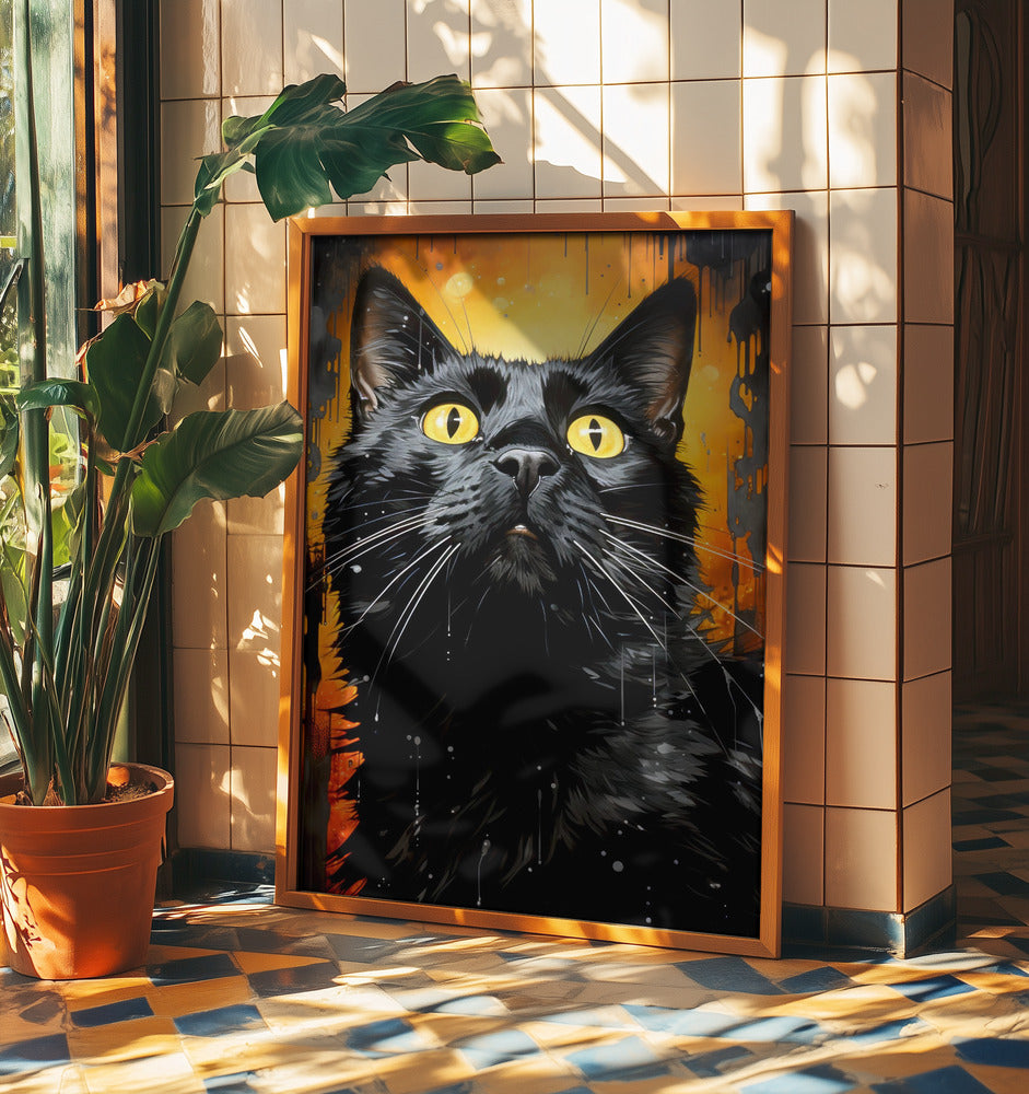 Black Cat Adam Watercolor Animal Art | Poster