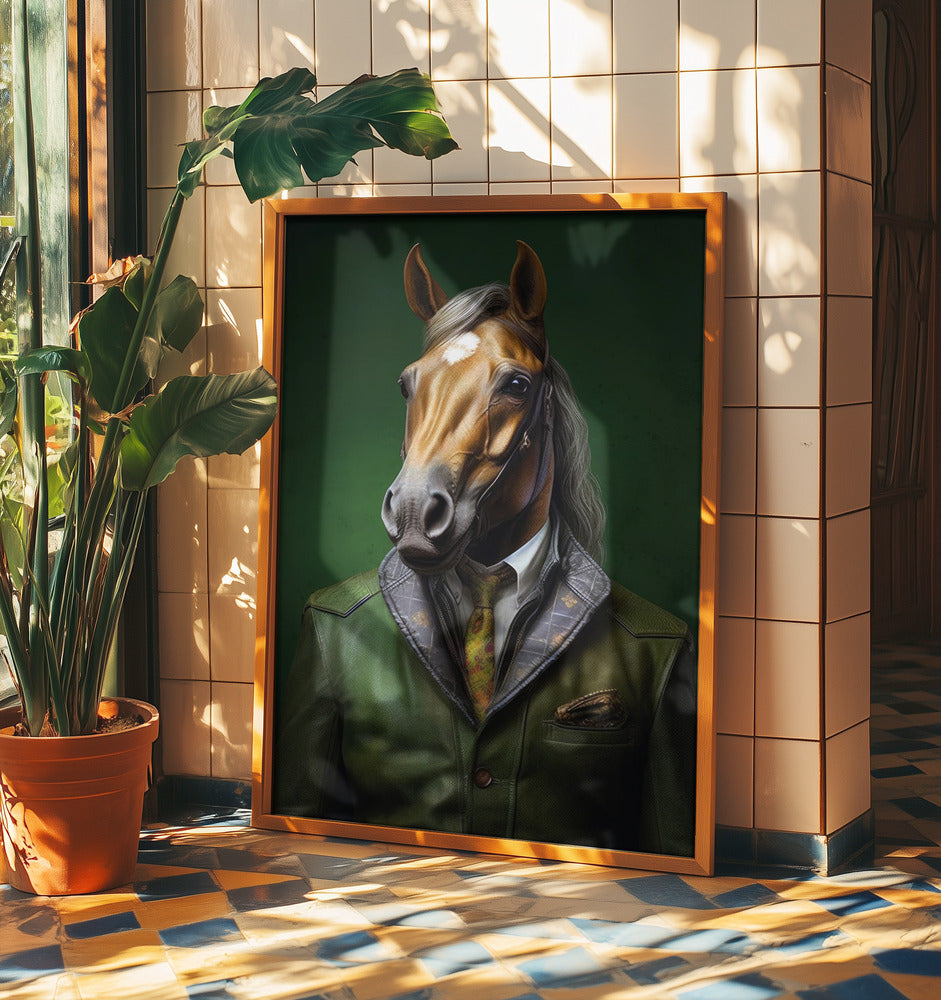 Elegant Green Horse Animal Art | Poster