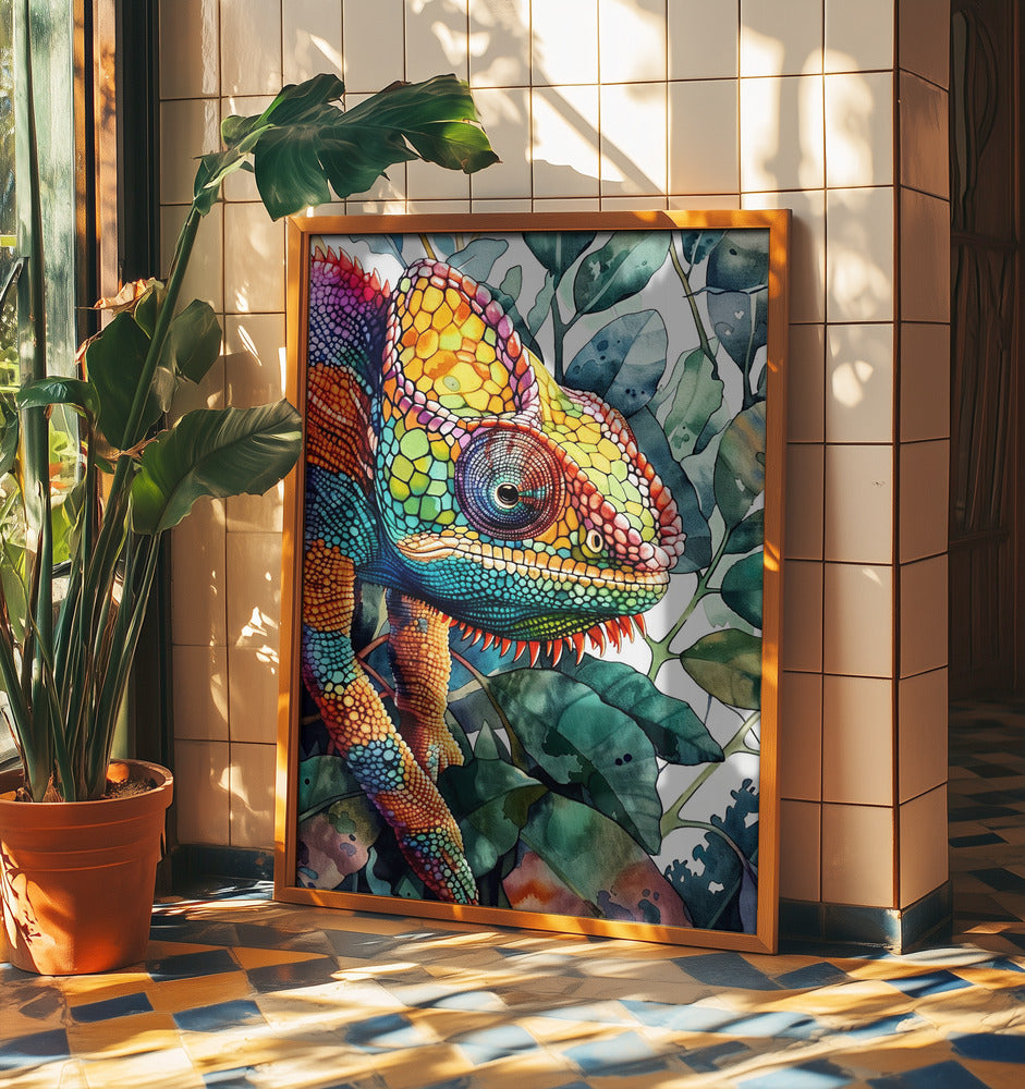 Chameleon watercolor animal art 6 | Poster