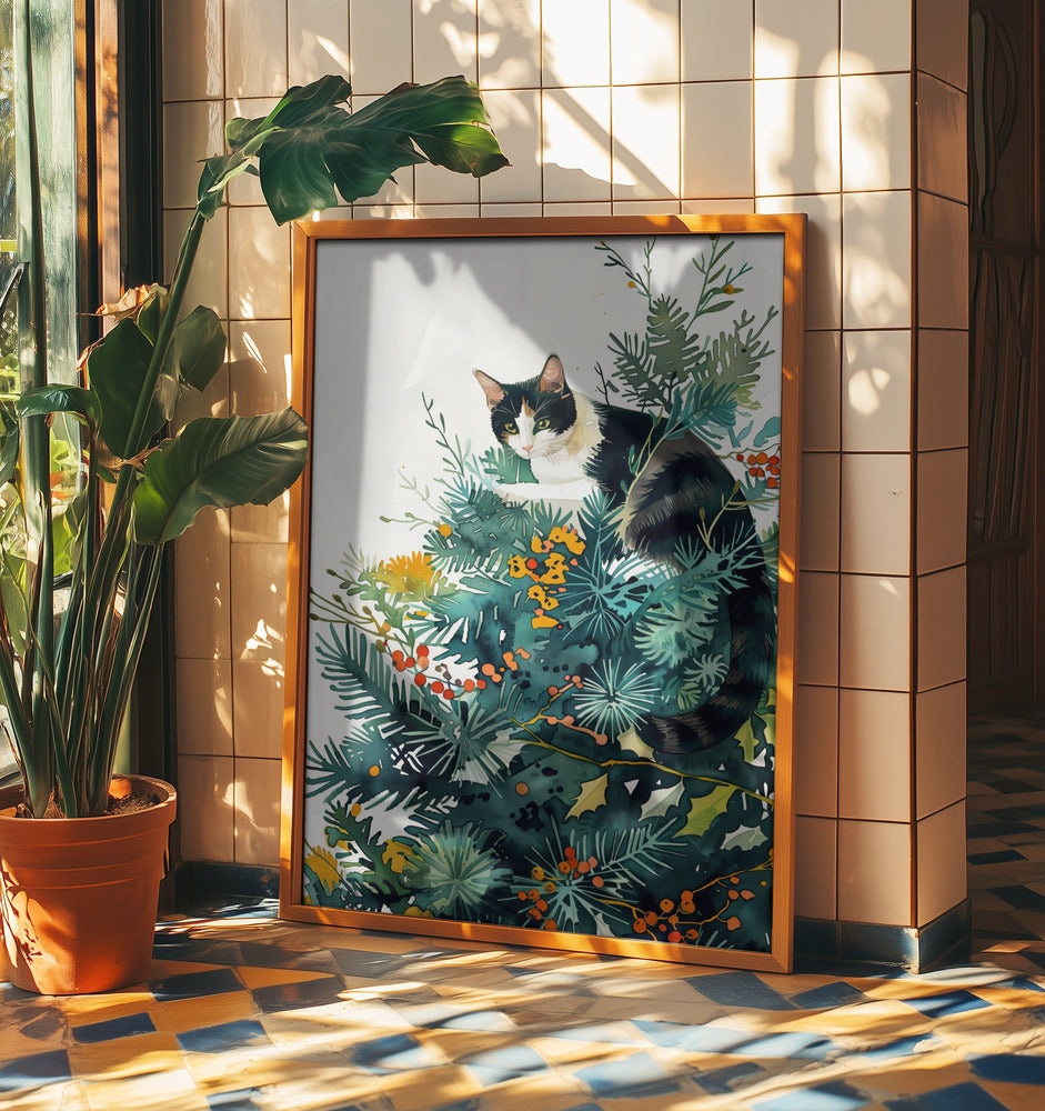 Kattunge och julgran | Poster