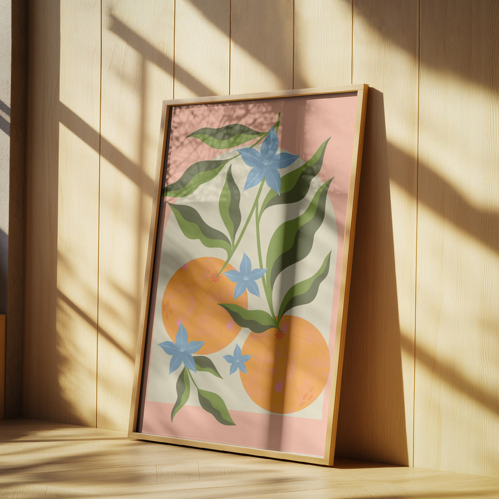 Orange Branch with Flowers | Poster