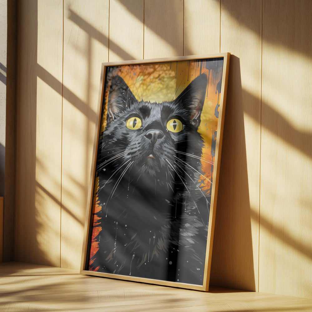 Black Cat Adam Watercolor Animal Art | Poster