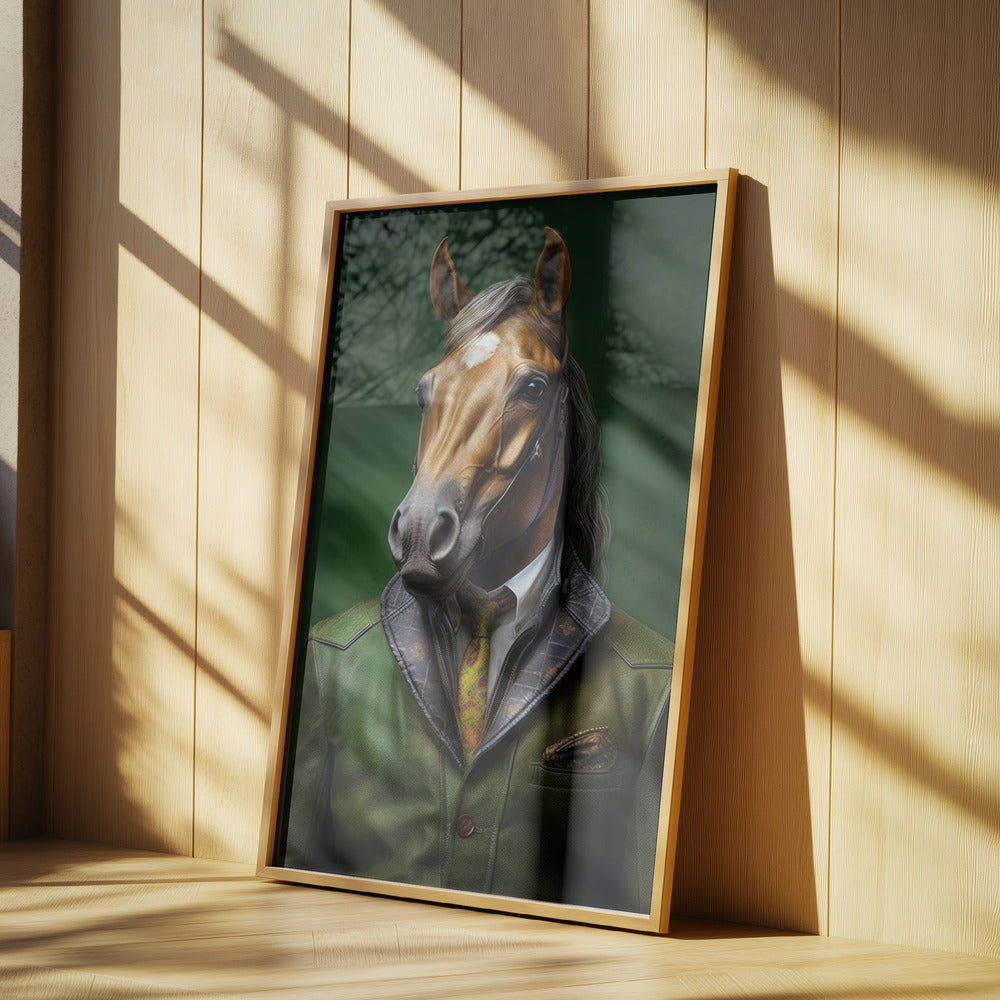 Elegant Green Horse Animal Art | Poster