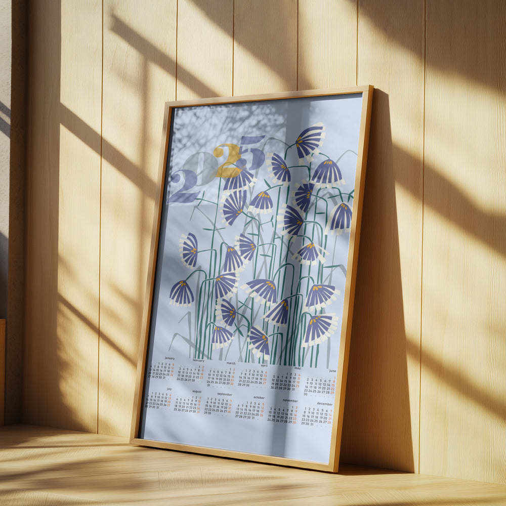 Kalender 2025 Linolschnitt Blumen Licht | Poster
