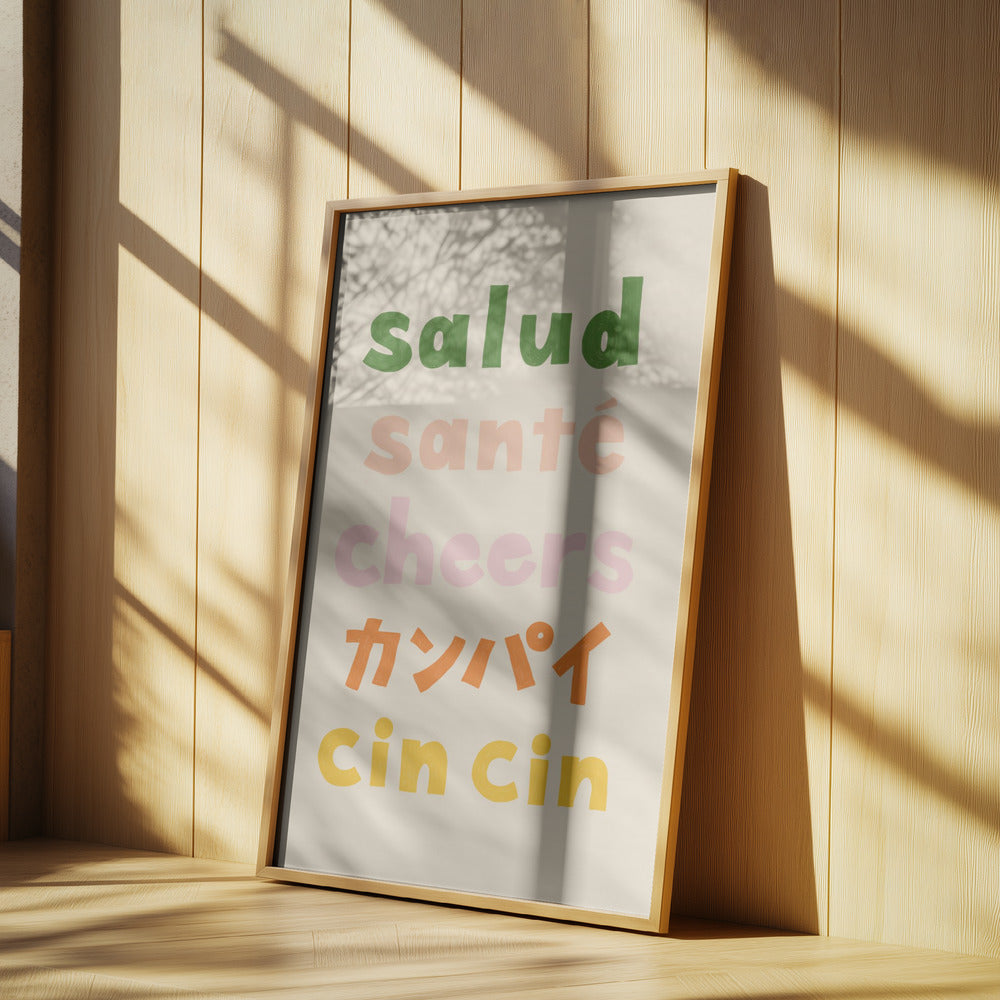 Cheers Typografi - Salud Santé Cheers Kanpai Cin cin | Affisch