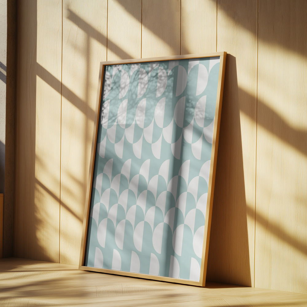 Minimalist art deco geometric arches aqua | Poster
