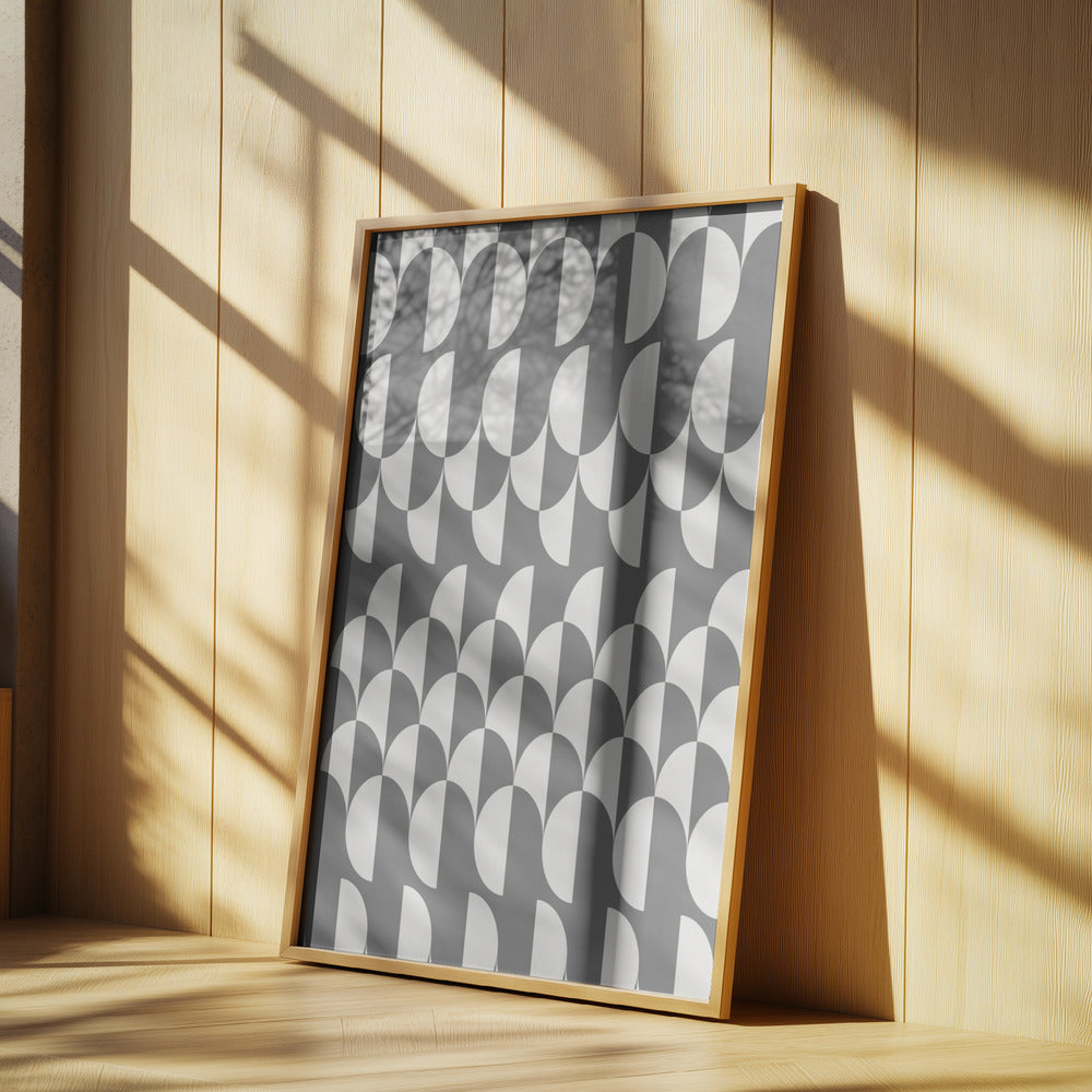 Minimalist art deco geometric arches grey | Poster