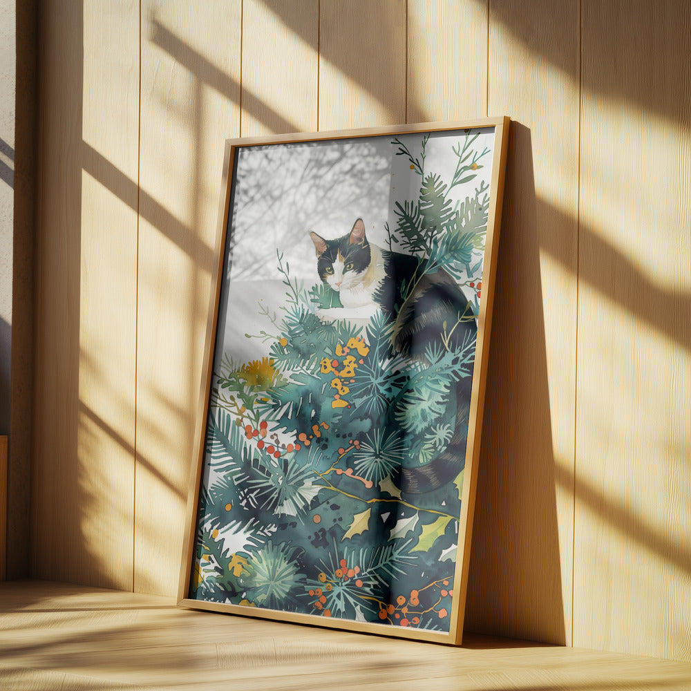 Kattunge och julgran | Poster