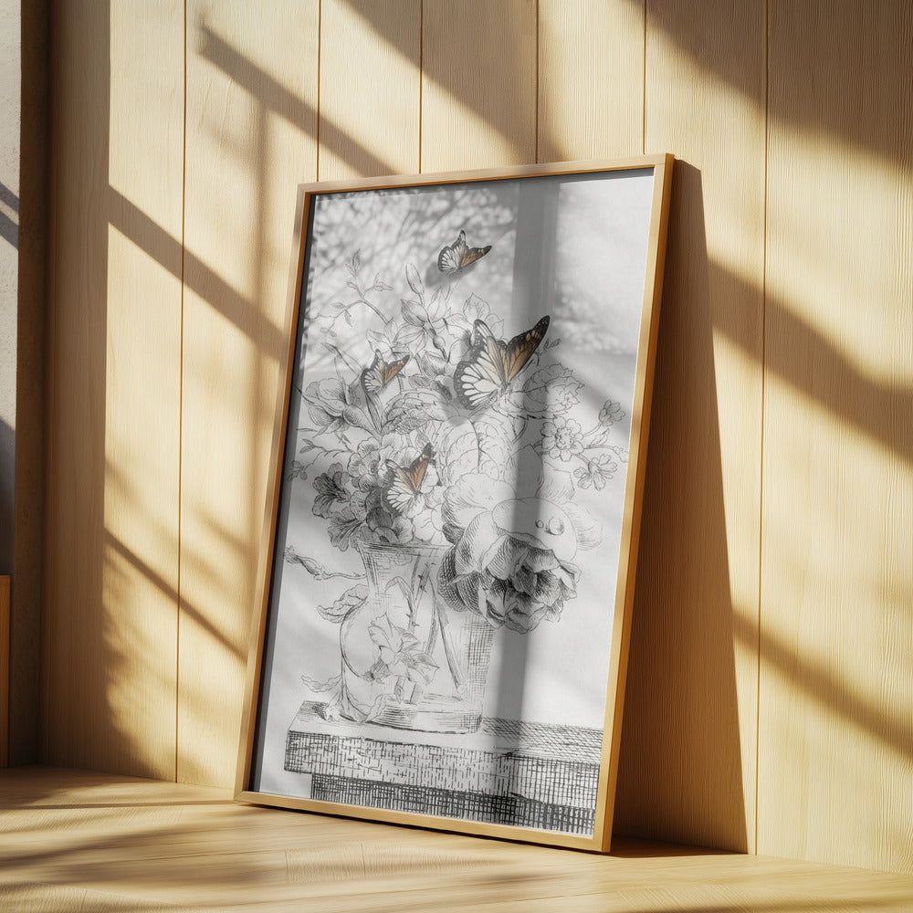 The Butterflies & The Vase With Flowers | Poster