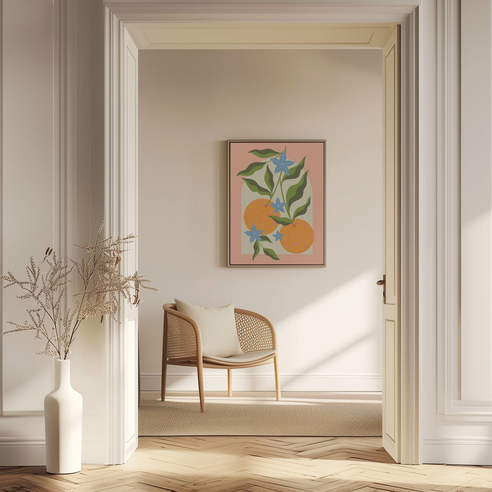 Orange Branch with Flowers | Poster