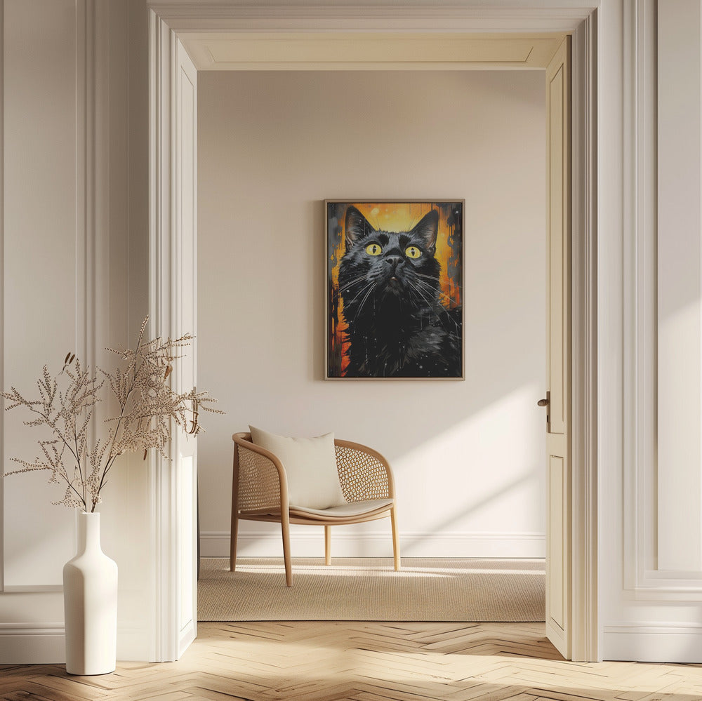 Black Cat Adam Watercolor Animal Art | Poster