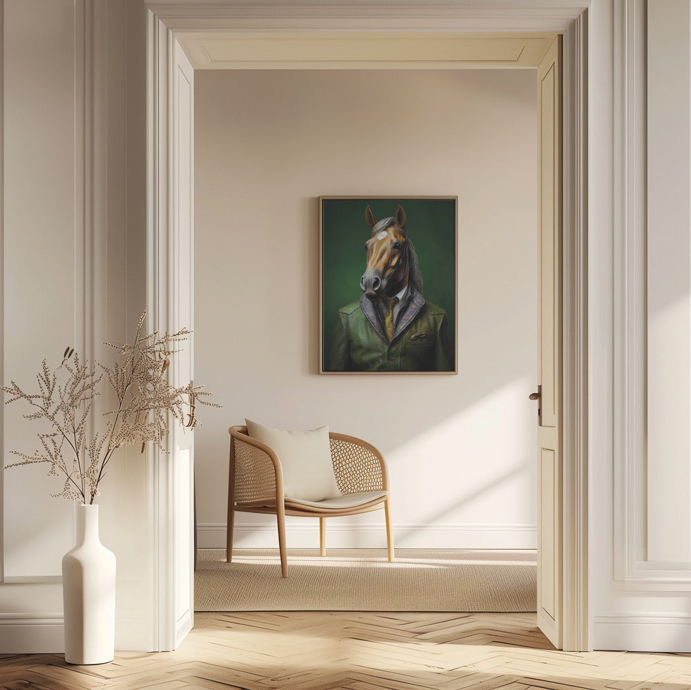 Elegant Green Horse Animal Art | Poster