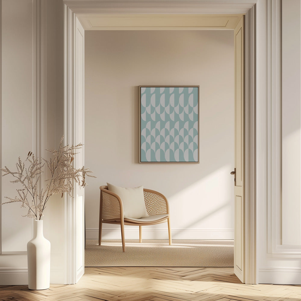 Minimalist art deco geometric arches aqua | Poster