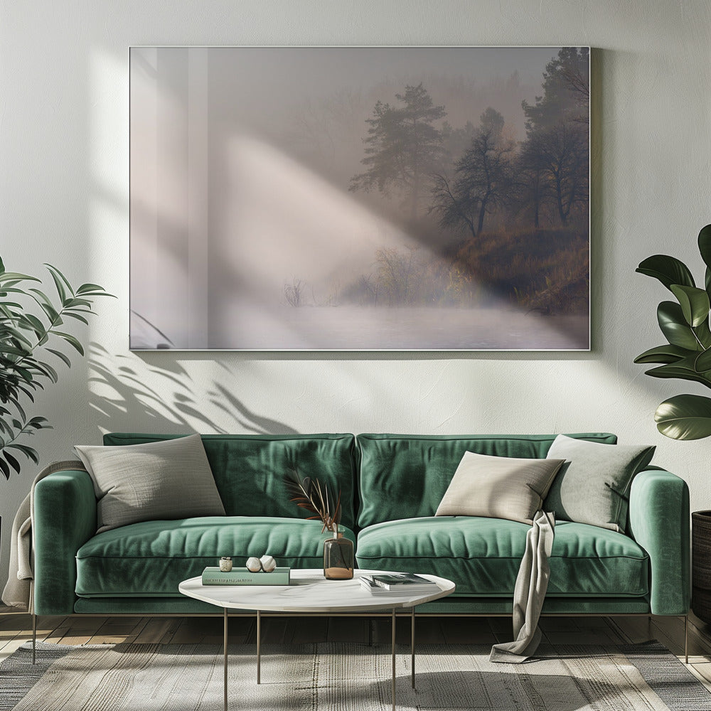 Matinée d'automne brumeuse sur la rivière | Toile