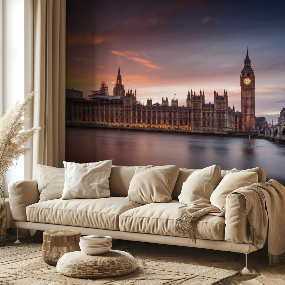 London Palace of Westminster Solnedgång | Fototapet