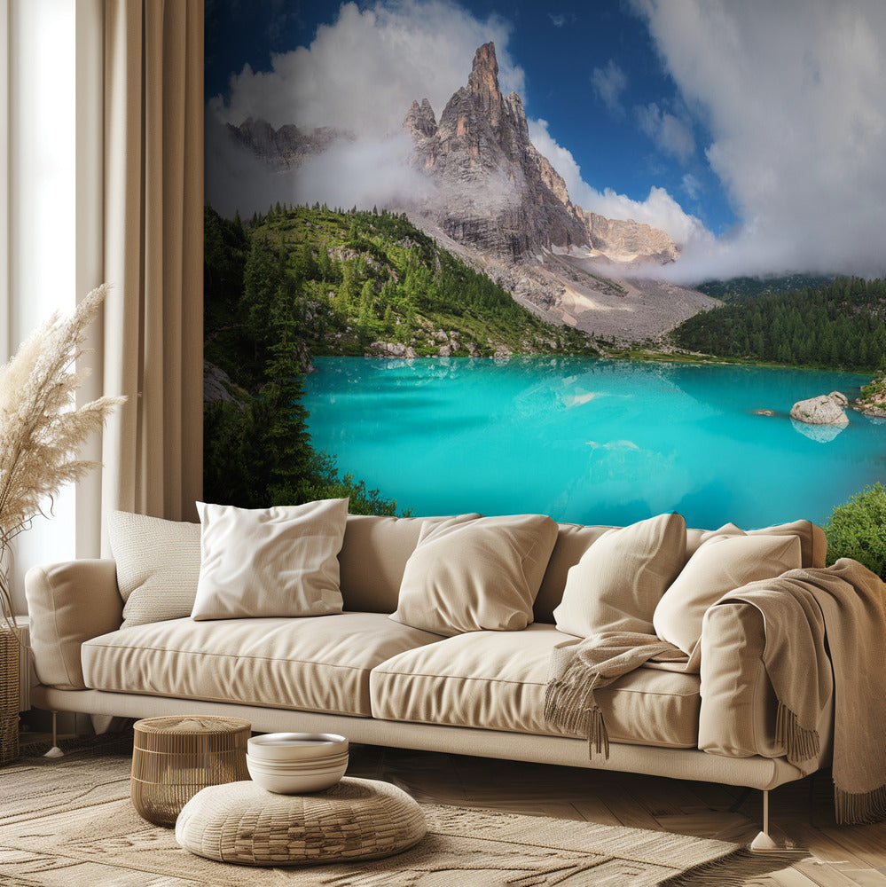 Veneto - Panorama över Sorapisjön | Fototapet