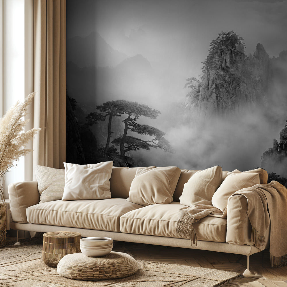 Huang Shan i dimman | Fototapet