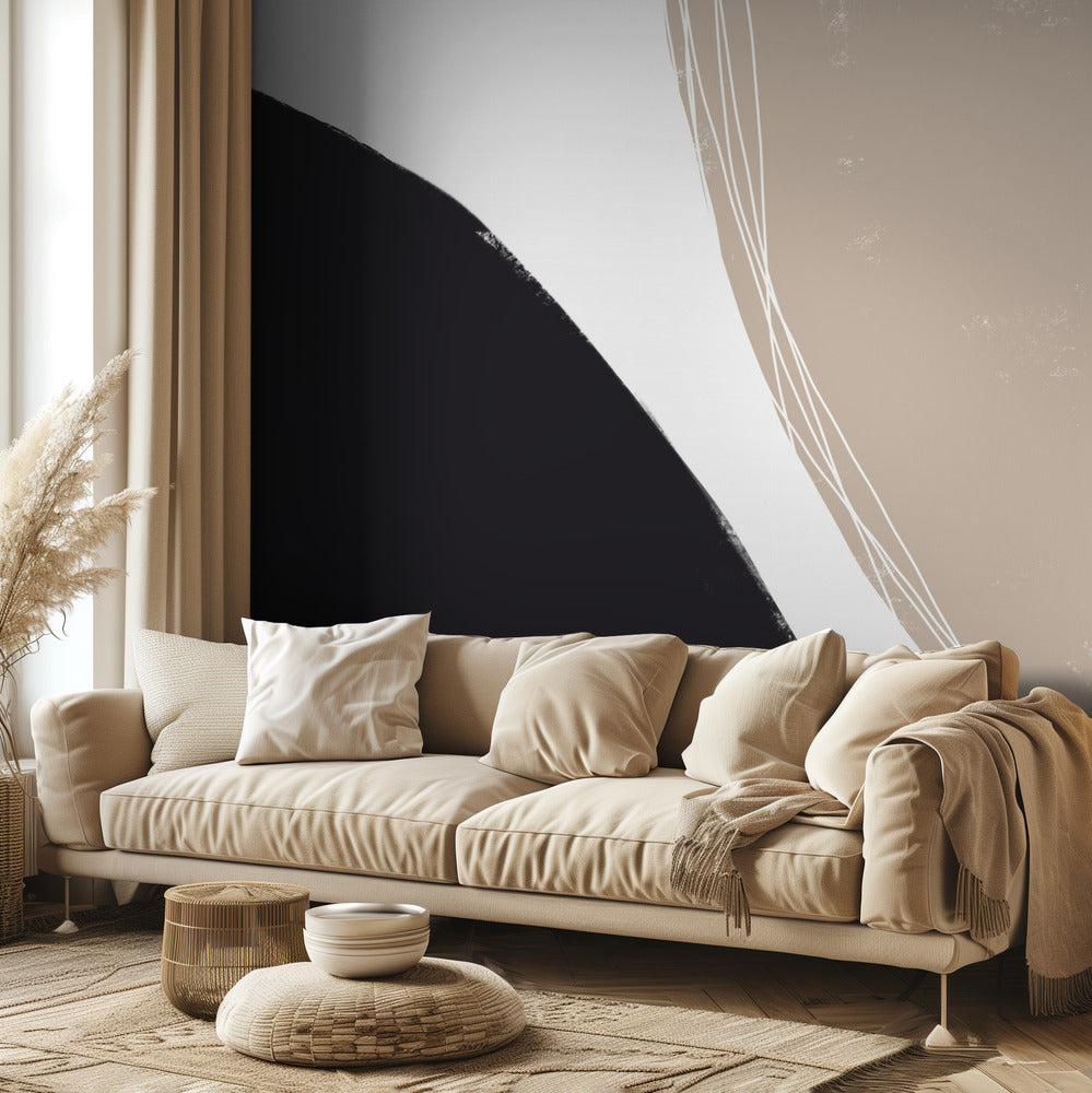 Schwarze und beige organische Formen | Fototapeten