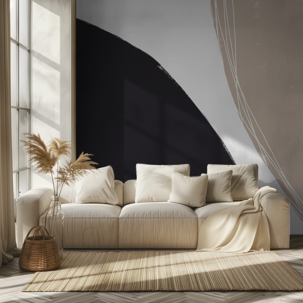 Schwarze und beige organische Formen | Fototapeten