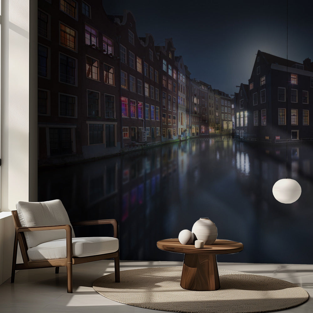 Chiaro di luna su Amsterdam | Carta da Parati Fotografica