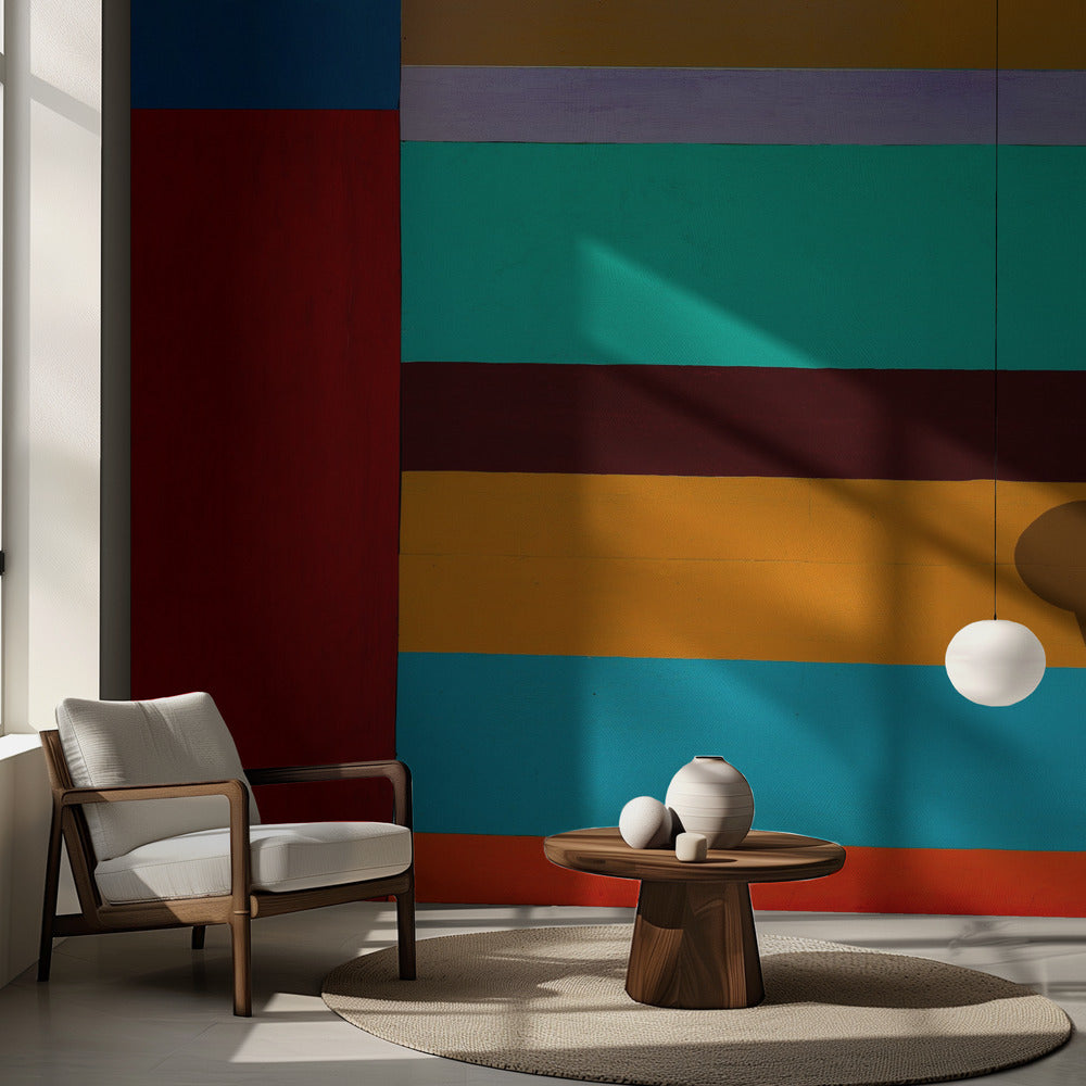 Lampe et mur rayé | Papiers peints