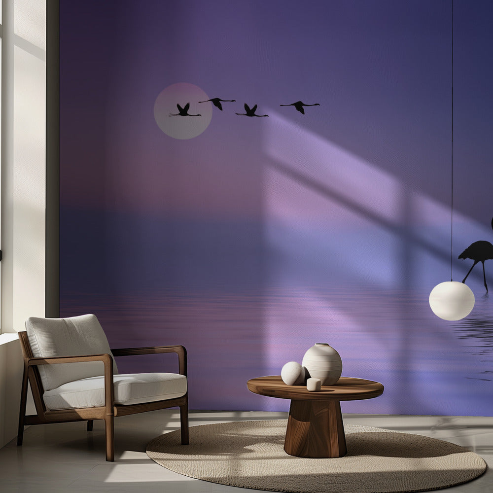 Flamant rose volant | Fond d'écran