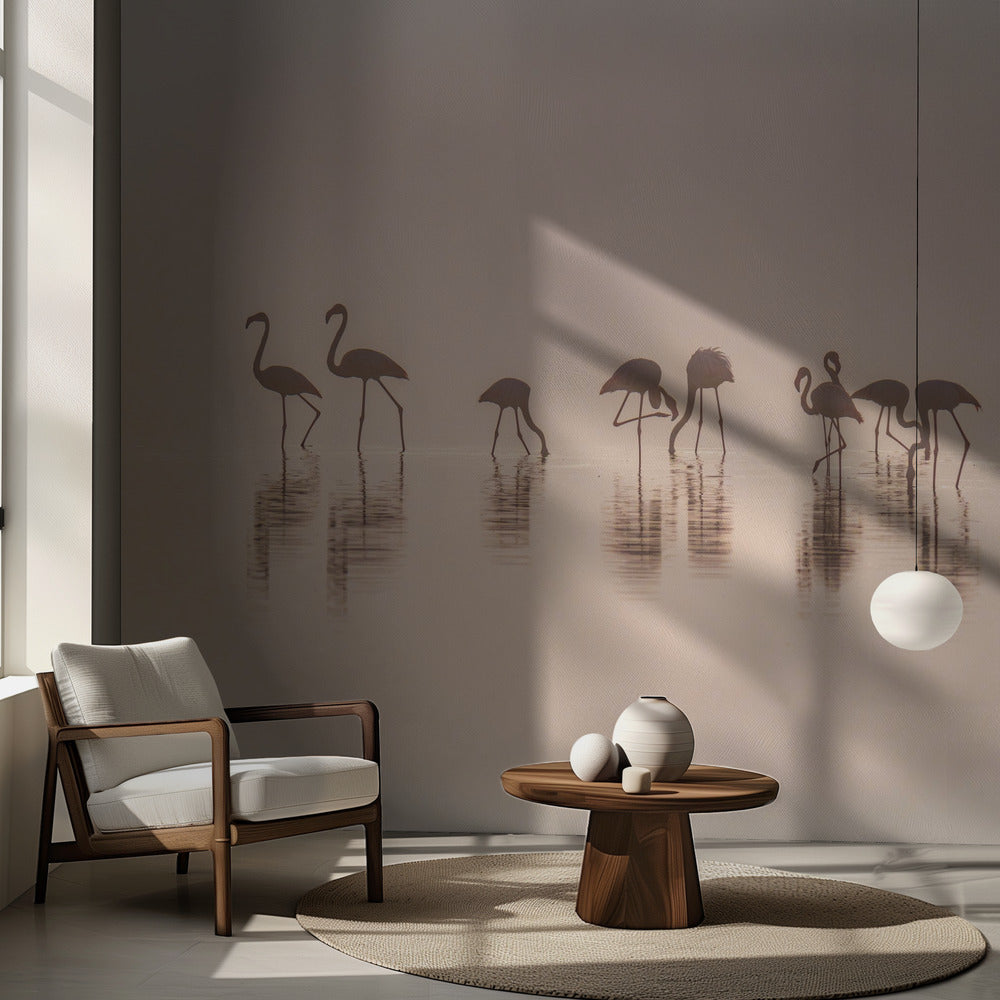 Flamants roses dans la brume | Fonds d'écran