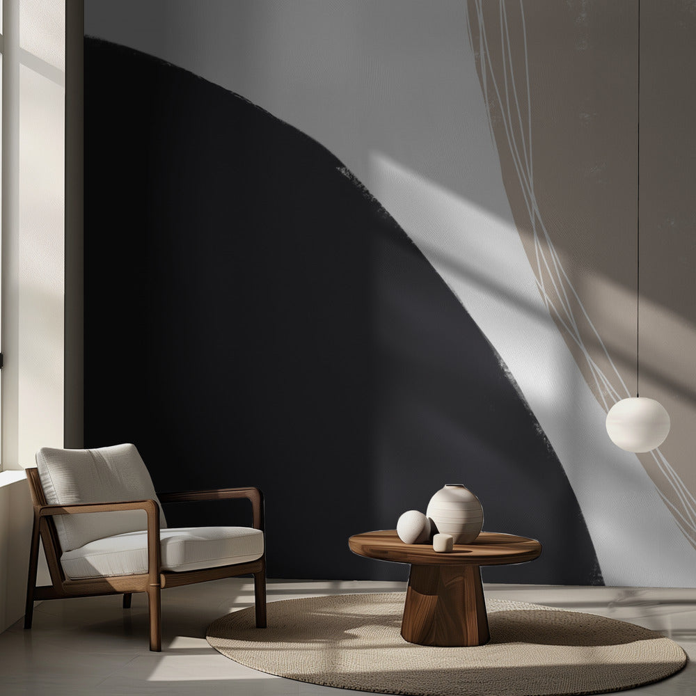 Formes organiques noires et beiges | Papiers peints