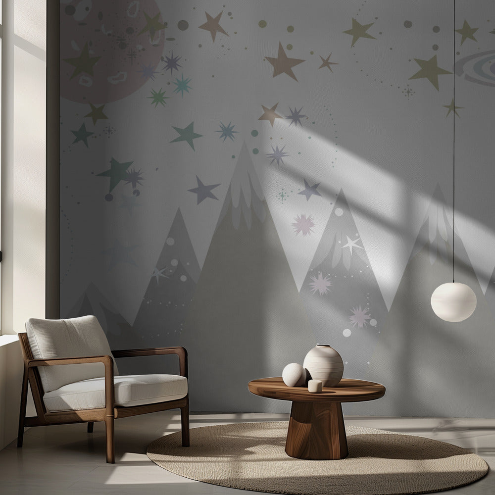 Scènes d'hiver : Fresque murale monochrome grise pour chambre d'enfant 9 | Fonds d'écran