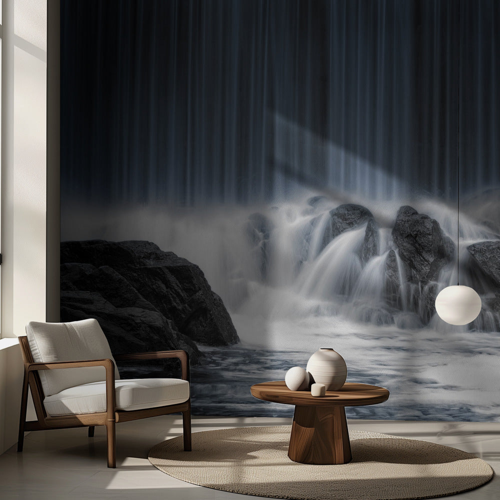 Le rideau bleu | Papier peint