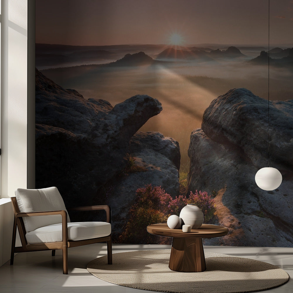 Lever de soleil sur les rochers | Fonds d'écran