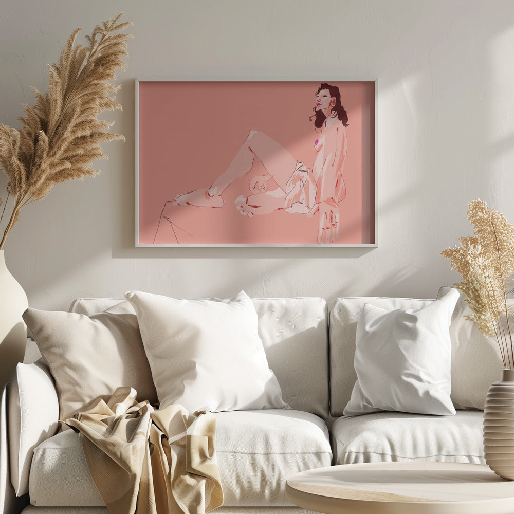 Flicka Sitter Rosa | Poster