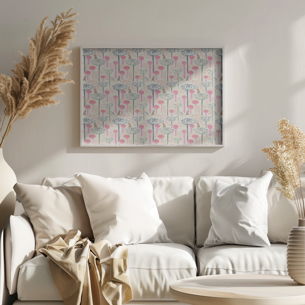 Blockdruck skandinavische Wiese | Poster